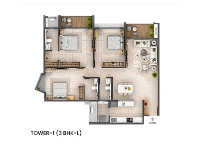 Floor Plan - SP TreeClouds 3 BHK