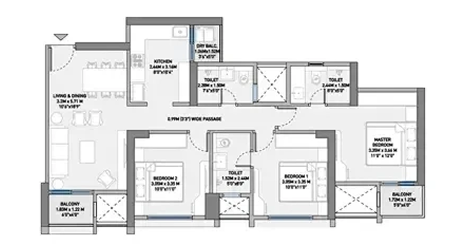 Floor Plan - Birla Evam 3 BHK