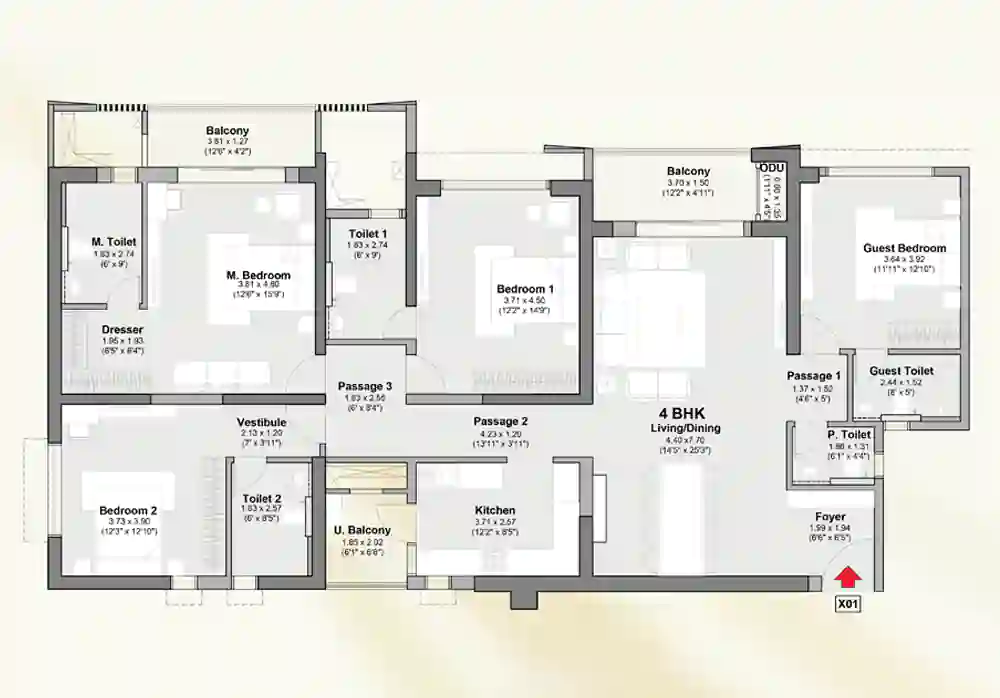 Floor Plan - Godrej Elaris 4 BHK