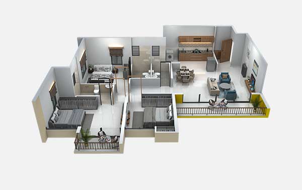 Floor Plan - Riverview City 2.5 BHK