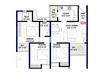 Floor Plan - Kamdhenu The Astria - 2.5 BHK