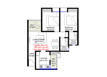 Floor Plan - Kamdhenu The Astria - 2 BHK